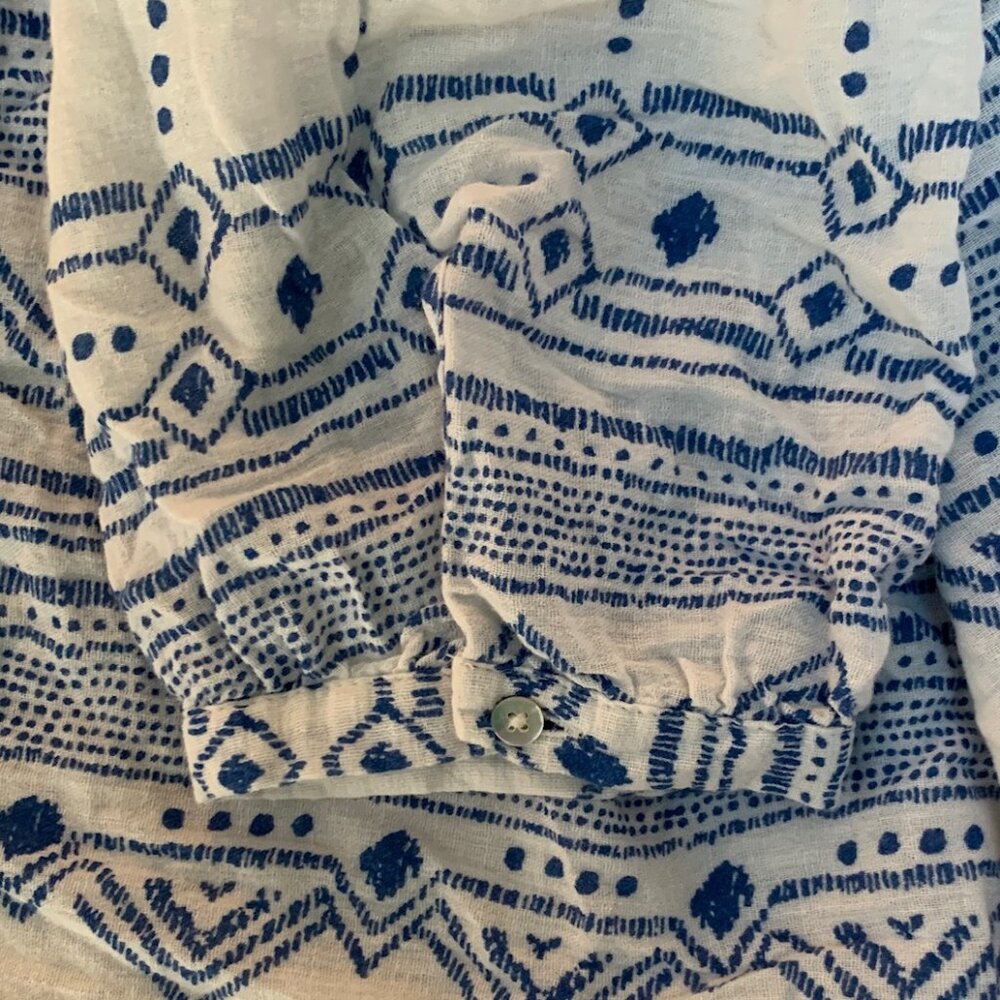 Merona Henna Design 3/4 Button Sleeve V-Neck Cotton Peasant Blouse - Picture 5 of 7